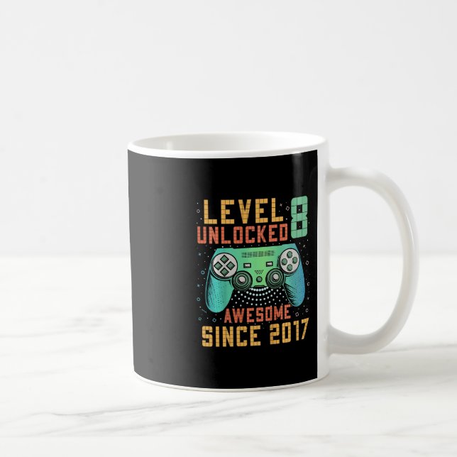 Mug Kids Level 8 Unlocked 8th Birthday 8 Year Old Boy  (Droite)