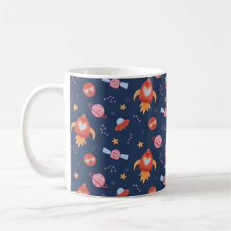 Mug Kids Space Pattern with Rockets & Planets
