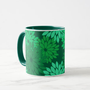 Mug Kimono floral moderne Imprimer, Emerald et Jade Gr