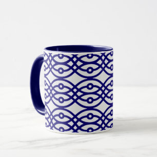 Mug Kimono imprimé, gris argenté et bleu marine