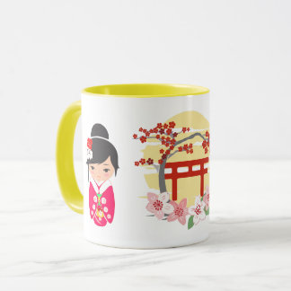 Mug Kimono rose poupée Kokeshi