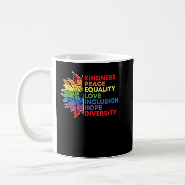 Mug Kindness Peace Equality Love Inclusion Gay pride S (Gauche)