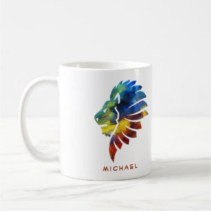 Mug King of the jungle watercolor name monogram