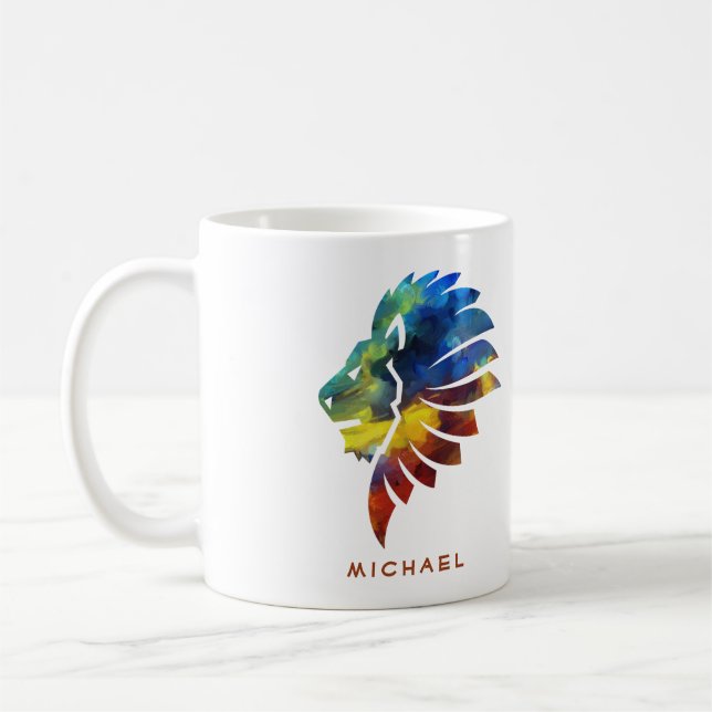 Mug King of the jungle watercolor name monogram (Gauche)