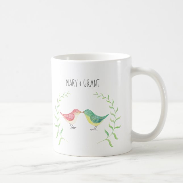 Mug Kissing Birds Cute Woodland Inséparable nom person (Droite)