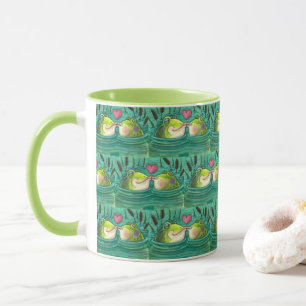MUG KISSING FROGS COLORÉ & CUTE POND ROMANCE, AMUSANT