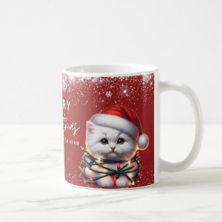 Mug Kit de chaton personnalisé Chapeau de Père Noël Lu