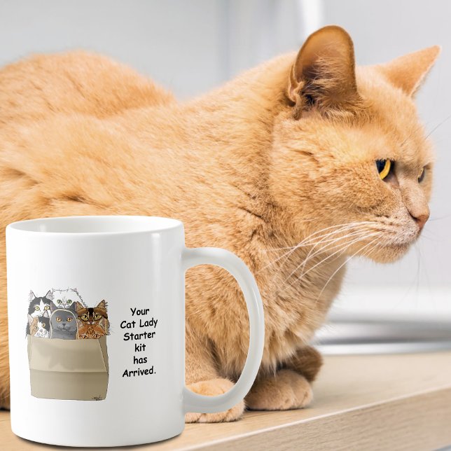 Mug Kit de démarrage de Dame aux chats drôle Humour Bl (Créateur téléchargé)