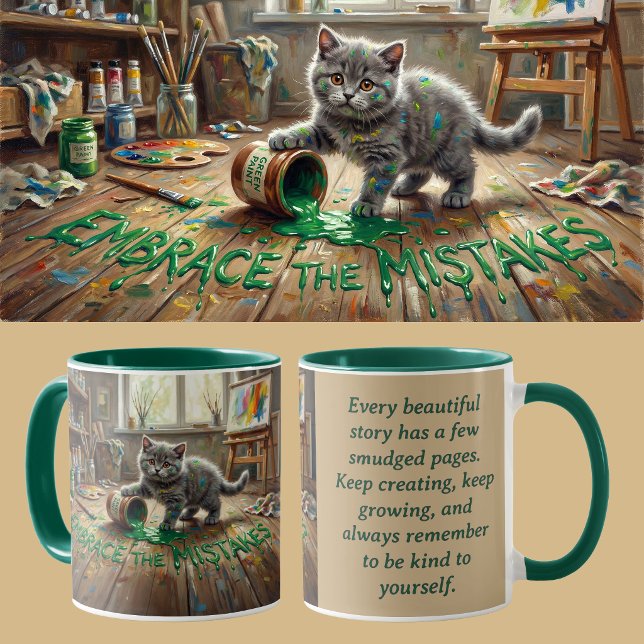 Mug Kit de mentalité de croissance Chat Animalcore Thé (Grey Kitten Growth Mindset Coffee Mug Inspiration gift for teachers, therapists & encouragement.)
