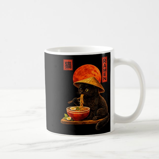 Mug Kit Ramen Chaton Art Japonais Drôle Graphique Anim (Droite)