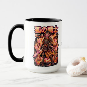 Mug Kitsune Fox Samouraï & Citrouilles de Feu