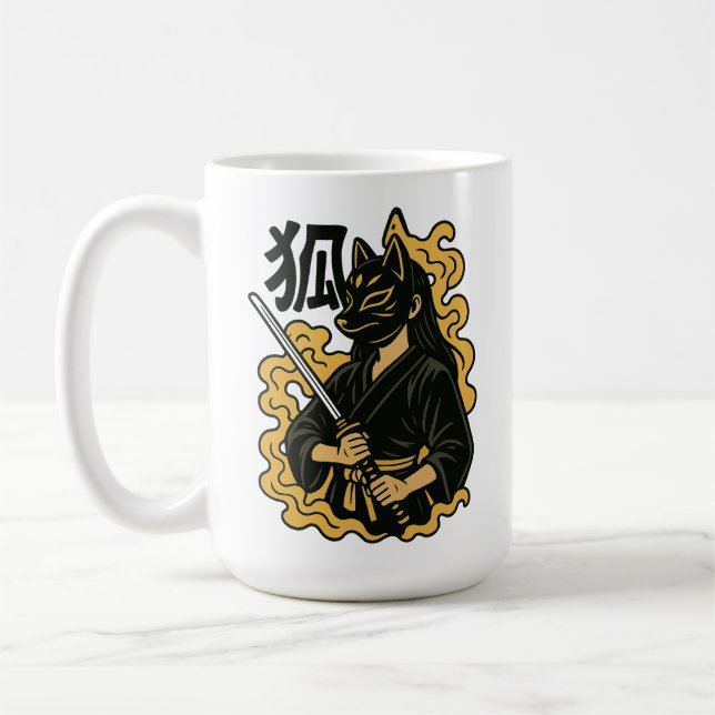 Mug Kitsune Samurai Guerrier - japonais Fox Mask Art (Gauche)