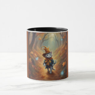 Mug Kitten fantaisiste se promène dans les bois en aut