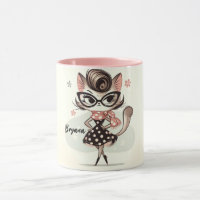Kitten Féminin Rétro Vintage Avec Lunettes de Chat