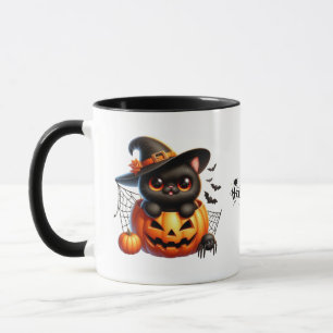 Mug Kitten noir dans un Citrouille d'Halloween