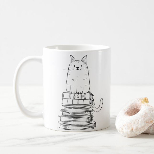 Mug Kitten sur livres (Avec donut)