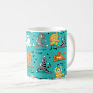 Mug Kitty Chat Yoga Poses bleu turquoise