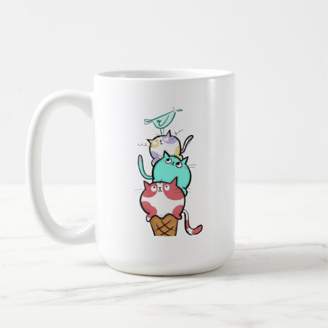 Mug Kitty Cone Chat Mignon Crème Glacée Kawaii (Gauche)