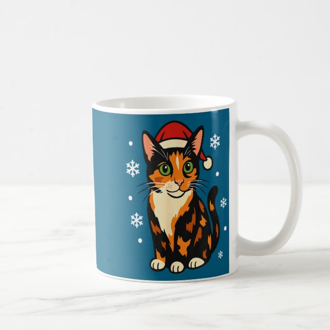 Mug Kitty de vacances Mignon Dessin de chat de Noël Un (Droite)