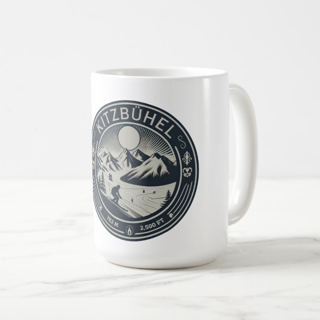 Mug Kitzbuhel Town Autriche cadeaux de station de ski (Devant droit)