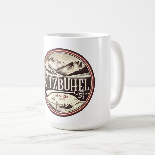 Mug Kitzbuhel Town Autriche cadeaux de station de ski (Devant droit)