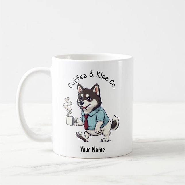 Mug Klee Kai d'Alaska drôle en costume d'affaires Café (Gauche)