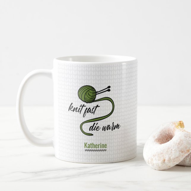 Mug Knit Vert Olive Rapide, Mourir Chaud (Avec donut)