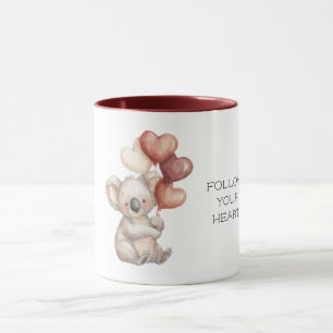 Mug Koala Bear Suivez votre cœur Ballons rouges