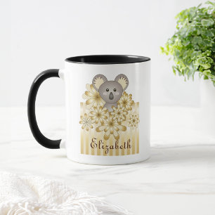 Mug Koala Bébé Personnalisé Rayure Dorée Enfants Migno