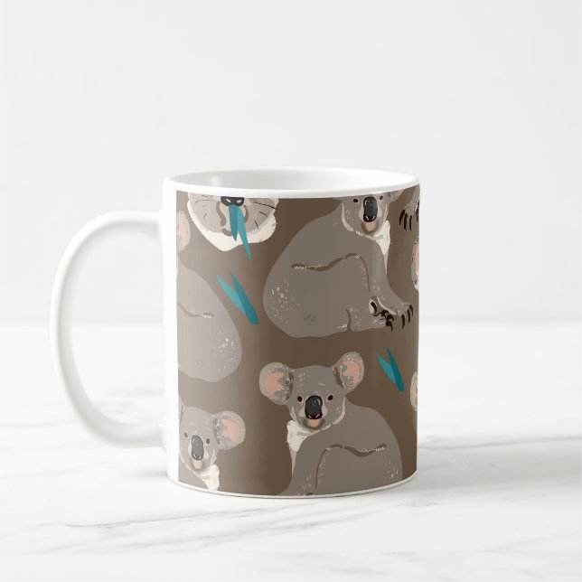 Mug Koala sur arrière - plan brun neutre sans soudure  (Gauche)