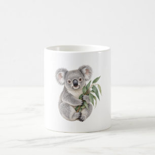 Mug Koala tenant des feuilles d'eucalyptus