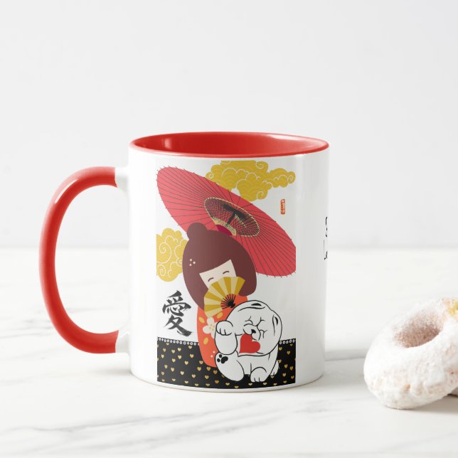 Mug KOKESHI AMOUR Chow chien coeur  (Avec donut)