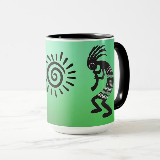 Mug Kokopelli Avec Symbole Sun Amérindien (Devant droit)