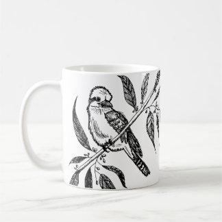 Mug Kookaburra noir et blanc sur dessin de branche