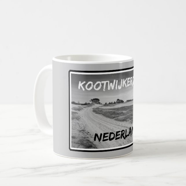 Mug Kootwijkerzand, Nederland, noir et blanc (Devant gauche)