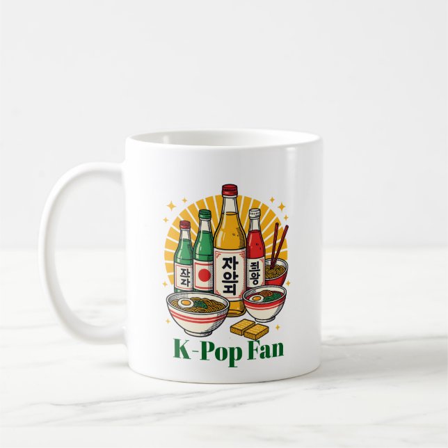 Mug Korean Pop Culture Chest Print T-Shirt Glass Coffe (Gauche)
