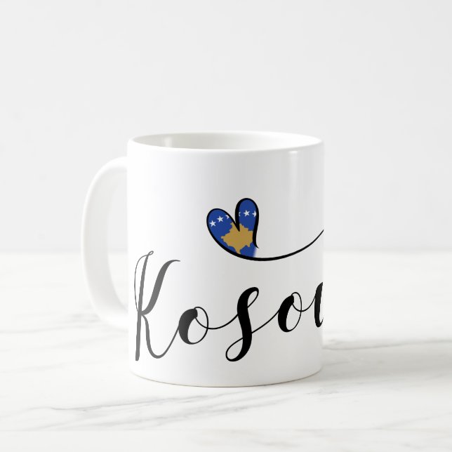 Mug Kosovo Drapeau Coeur, I Love Kosovo, Kosovar (Devant gauche)