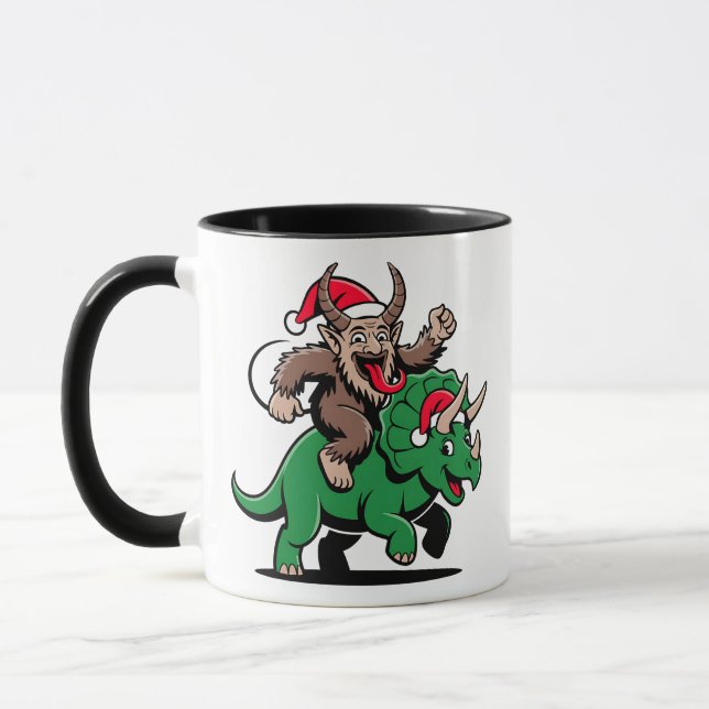 Mug Krampus chevauchant un dinosaure Santa Noël Evil (Gauche)