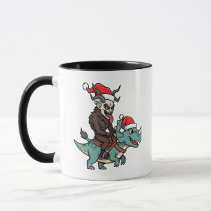 Mug Krampus chevauchant un dinosaure Santa Noël Evil