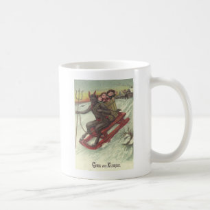 Mug Krampus enlève des enfants sur le traîneau
