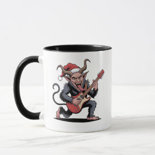 Mug Krampus maléfique jouant de la musique électrique