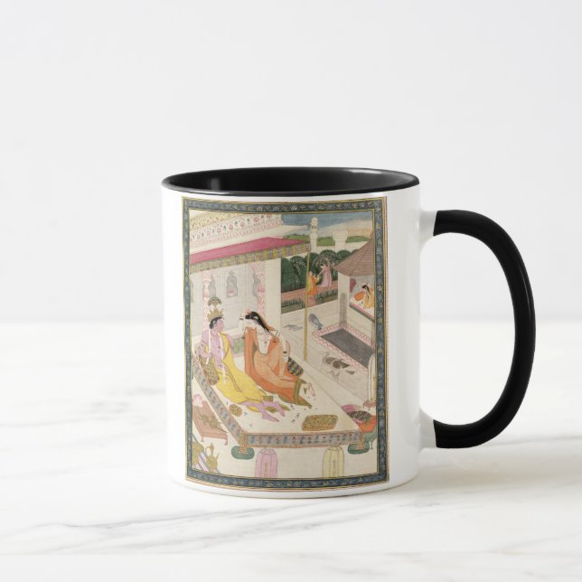 Mug Krishna et Radha sur un lit dans un palais de (Droite)