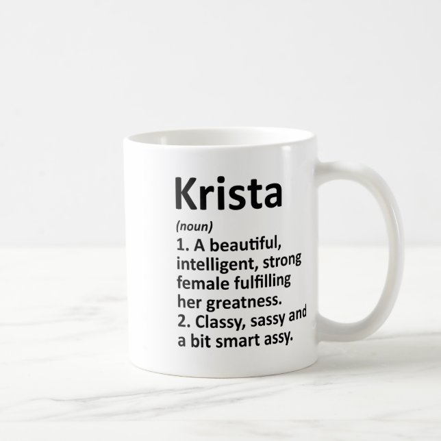 Mug Krista Définition Nom Personnalisé Drôle Noël (Droite)