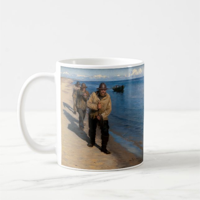 Mug Kroyer - Trois pêcheurs tirant un bateau (Gauche)