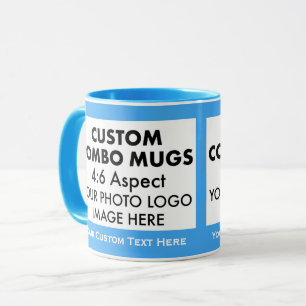 Mug L. Bleu Cadre Photo Personnalisé Combo 4:6 Paysage