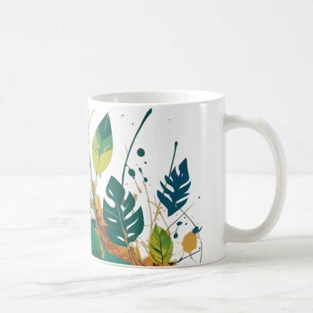 Mug L’éclat de la nature - L’art Abstrait de la feuill (Droite)