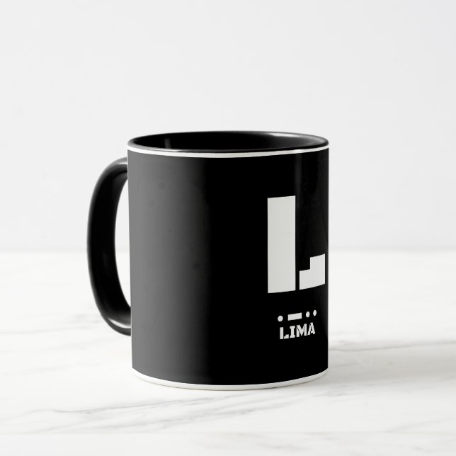 Mug L(Lima) OTAN Alphabet phonétique et code morse (Devant gauche)