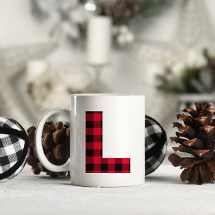 Mug L monogramme en lettre L gras en carreaux de bœuf