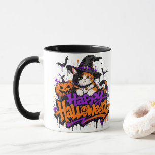Mug L&S Joyeux Halloween Sorcière Chat Calico