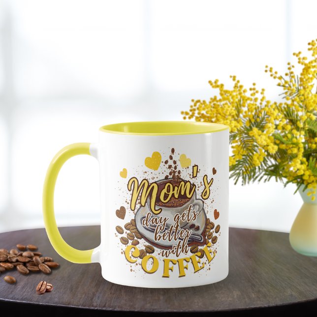 Mug La belle Jaune Funny Moms Day s'améliore avec du c (Créateur téléchargé)